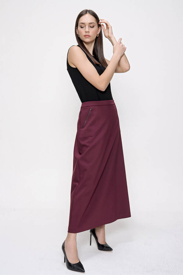 Mürdüm Fermuar Detaylı Spor Etek - 3