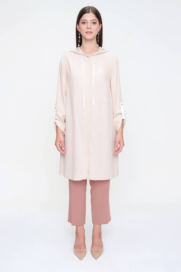 Taş Kapüşonlu Manşeti Apolet Detaylı Tunik - 1