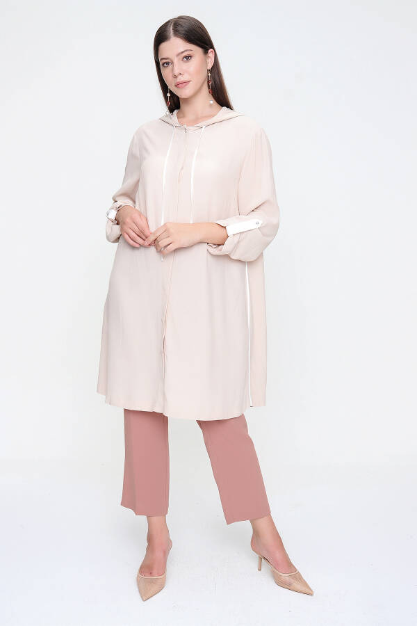 Taş Kapüşonlu Manşeti Apolet Detaylı Tunik - 5