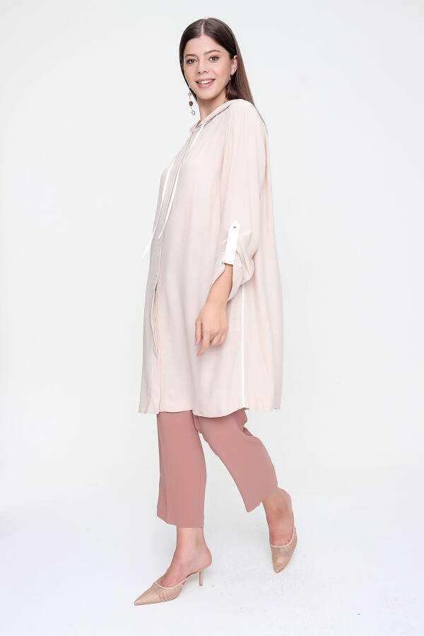 Taş Kapüşonlu Manşeti Apolet Detaylı Tunik - 6