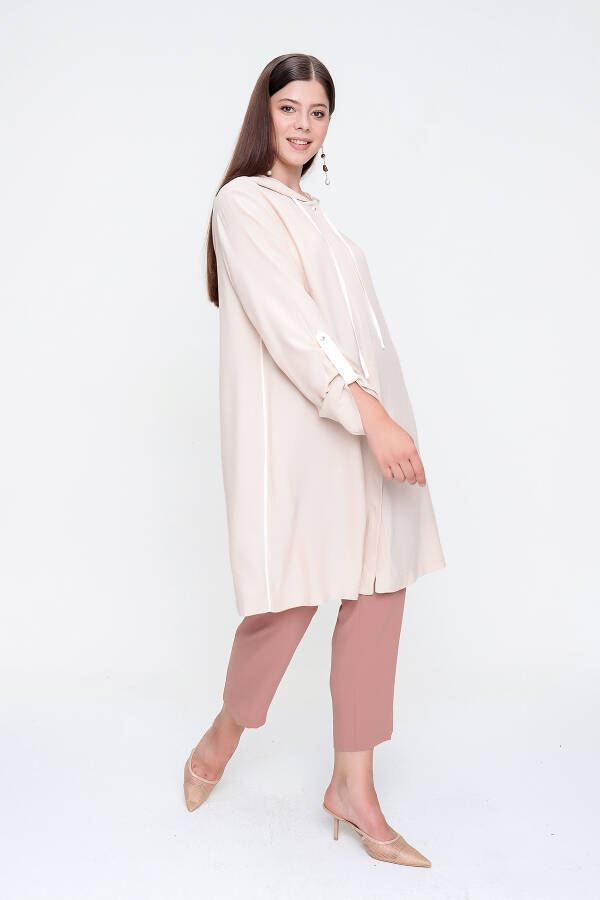 Taş Kapüşonlu Manşeti Apolet Detaylı Tunik - 7