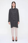 Siyah Yarım Patlı Örme Tunik - 1