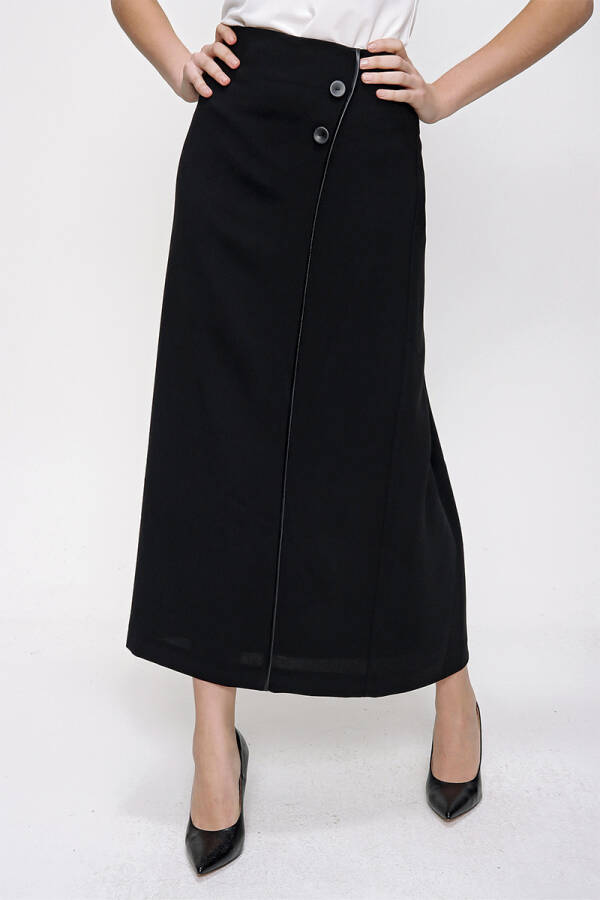 Siyah Deri Biyeli Etek - 6
