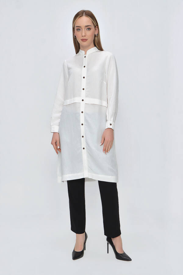 Beyaz Hakim Yaka Tunik - 2