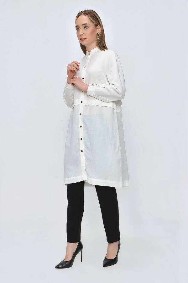Beyaz Hakim Yaka Tunik - 3