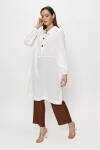 Ekru İşleme Detaylı Keten Tunik - 4
