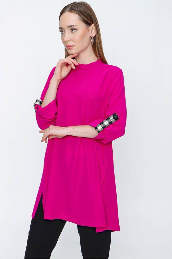 Fuşya Apolet Detaylı Tunik - 3
