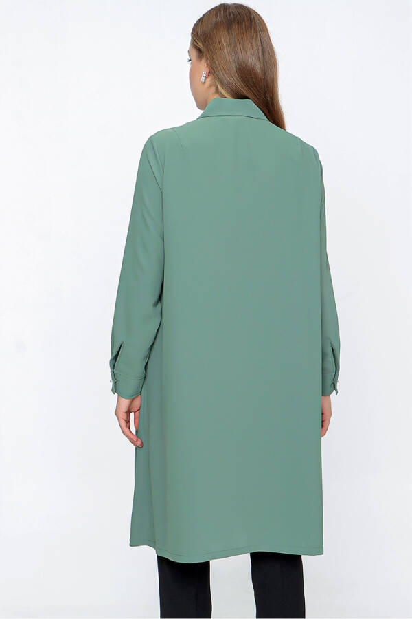 Yeşil Yaka Detaylı Klasik Tunik - 6