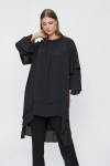 Siyah Yakası Büzgü Detaylı Katmanlı Tunik - 2