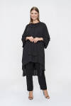 Siyah Yakası Büzgü Detaylı Katmanlı Tunik - 3