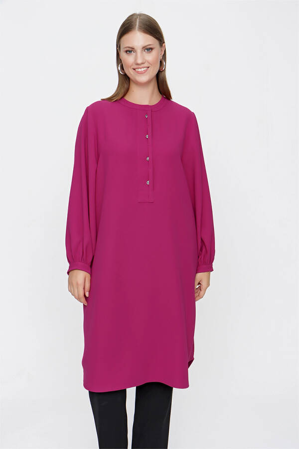 Fuşya Yarım Patlı Tunik - 3