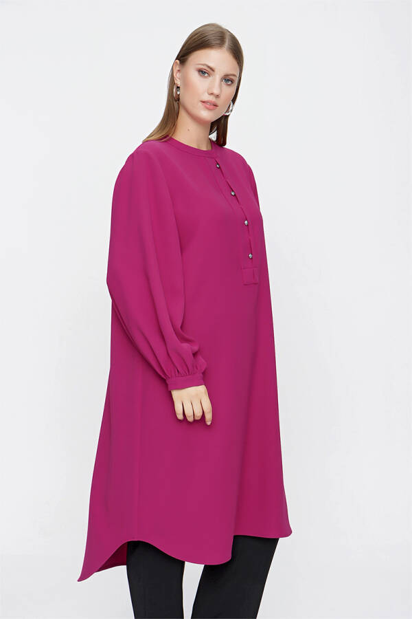 Fuşya Yarım Patlı Tunik - 6