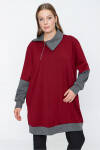 Bordo Örme Kumaş Fermuarlı Detaylı Sweat - 5