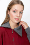 Bordo Örme Kumaş Fermuarlı Detaylı Sweat - 6