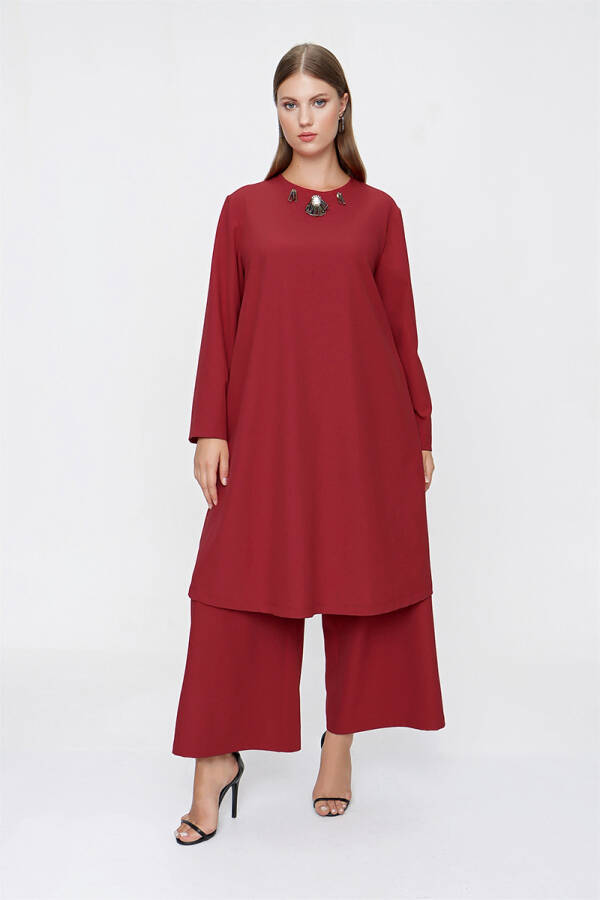Bordo Aksesuarları Çıkarılabilir Likralı Tunik - 3