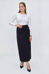 Lacivert Fermuar Detaylı Örme Kumaş Etek 