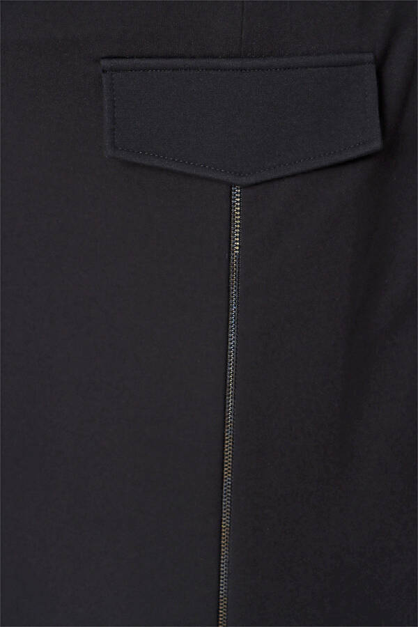 Siyah Fermuar Detaylı Örme Kumaş Etek - 5