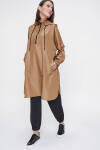 Camel Kapüşonlu Üstten Giyilen Yağmurluk - 5