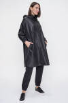 Siyah Kapüşonlu Üstten Giyilen Yağmurluk - 3