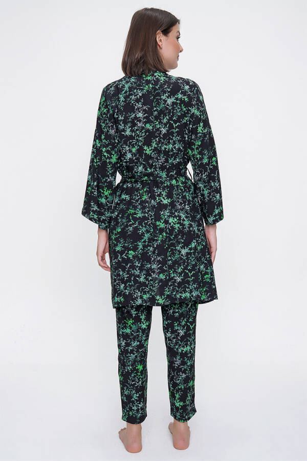 Yeşil Kruvaze Kapama Kimono - 6