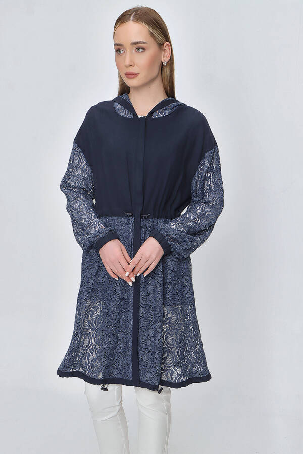 Lacivert Dantel Garnili Kap - 1