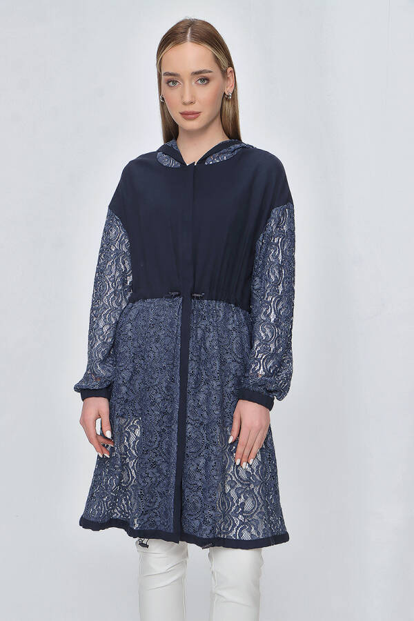 Lacivert Dantel Garnili Kap - 2