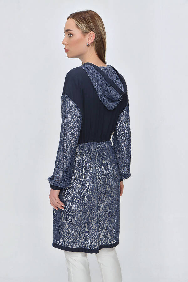 Lacivert Dantel Garnili Kap - 6