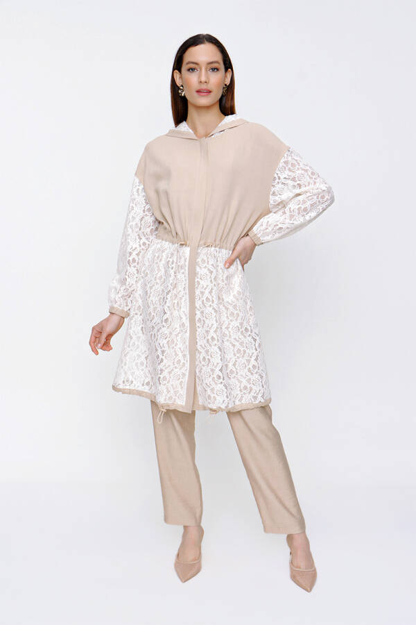 Ekru Dantel Garnili Kap - 1