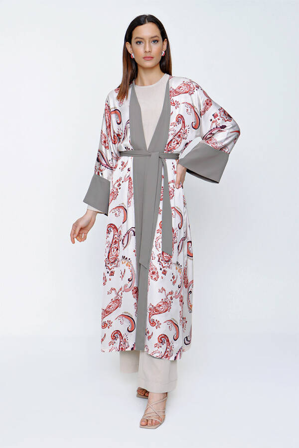 Pudra Şal Desen Kimono Kap - 2