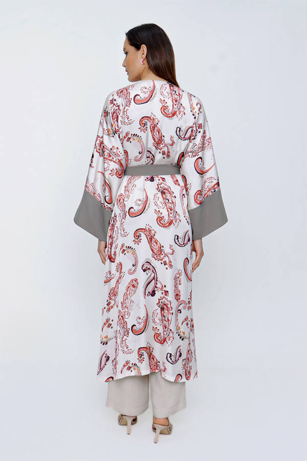 Pudra Şal Desen Kimono Kap - 6