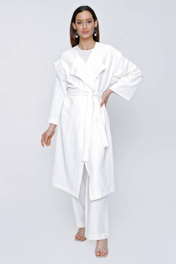 Ekru Ağaç Kabuğu Desen Kap - 1