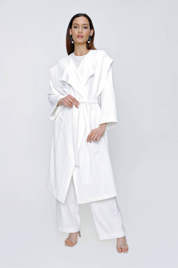 Ekru Ağaç Kabuğu Desen Kap - 2