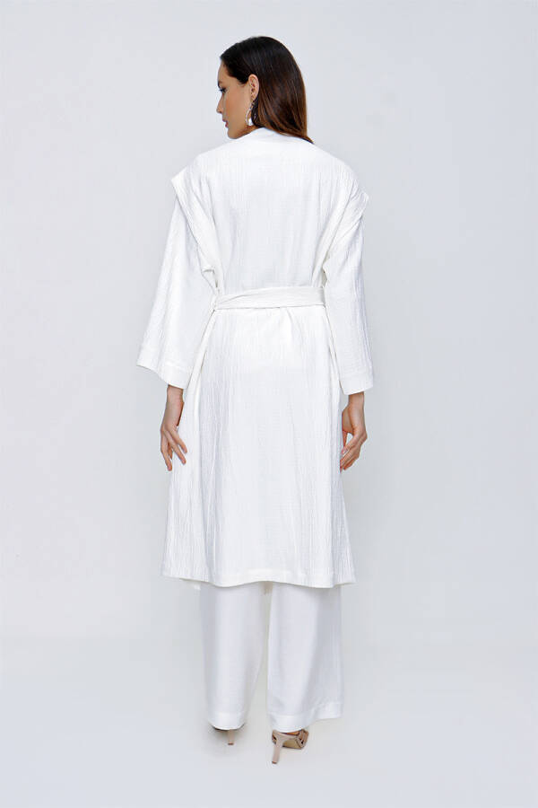 Ekru Ağaç Kabuğu Desen Kap - 5