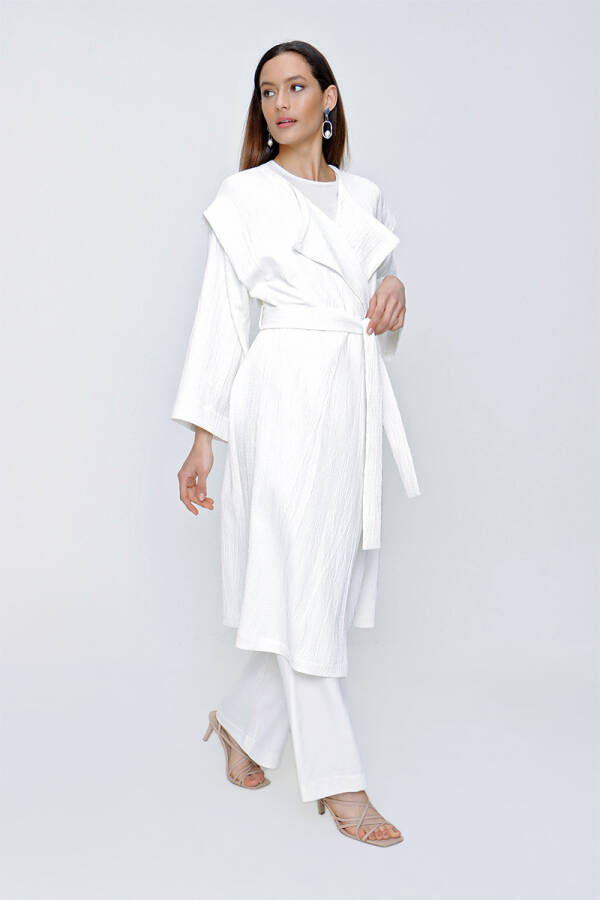 Ekru Ağaç Kabuğu Desen Kap - 6