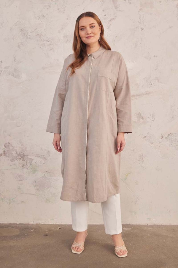 Taş İnci Şeritli Keten Kap - 6