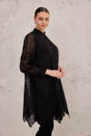 Siyah Kumaşı İşlemeli Rahat Kesim Kap - 1