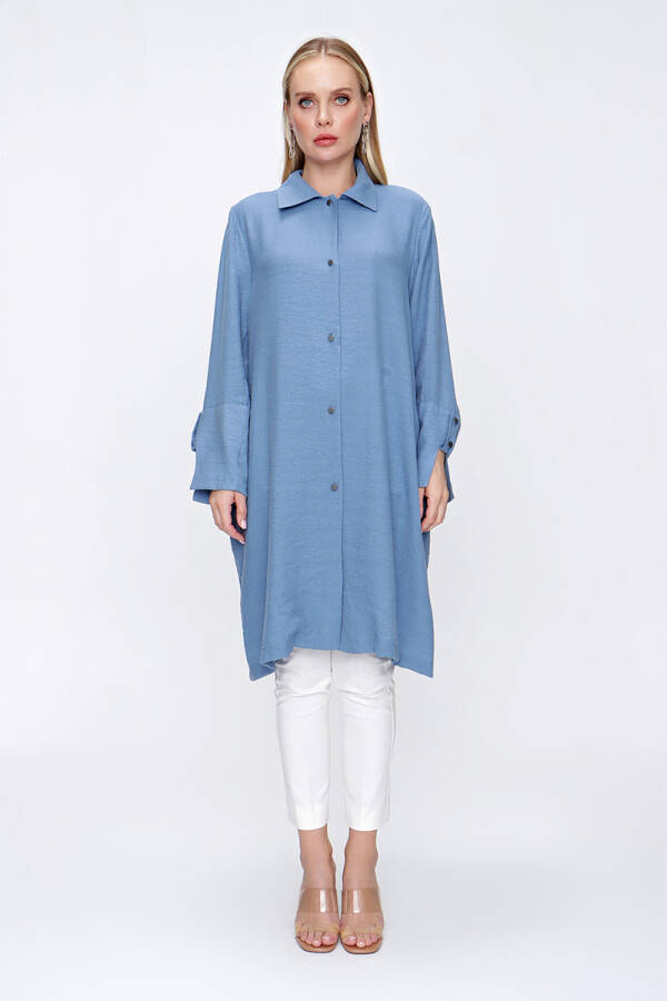 İndigo Manşeti Apolet Detaylı Kap - 1