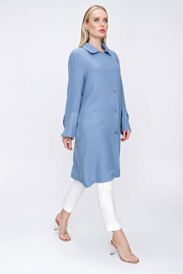 İndigo Manşeti Apolet Detaylı Kap - 2