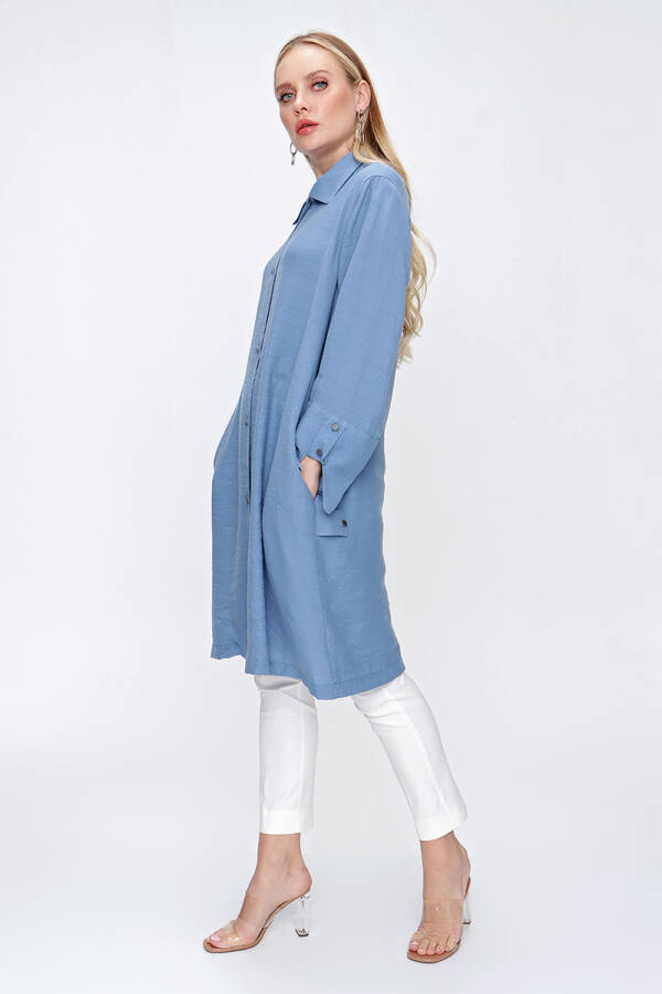 İndigo Manşeti Apolet Detaylı Kap - 3