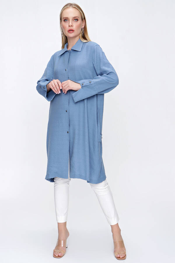 İndigo Manşeti Apolet Detaylı Kap - 4