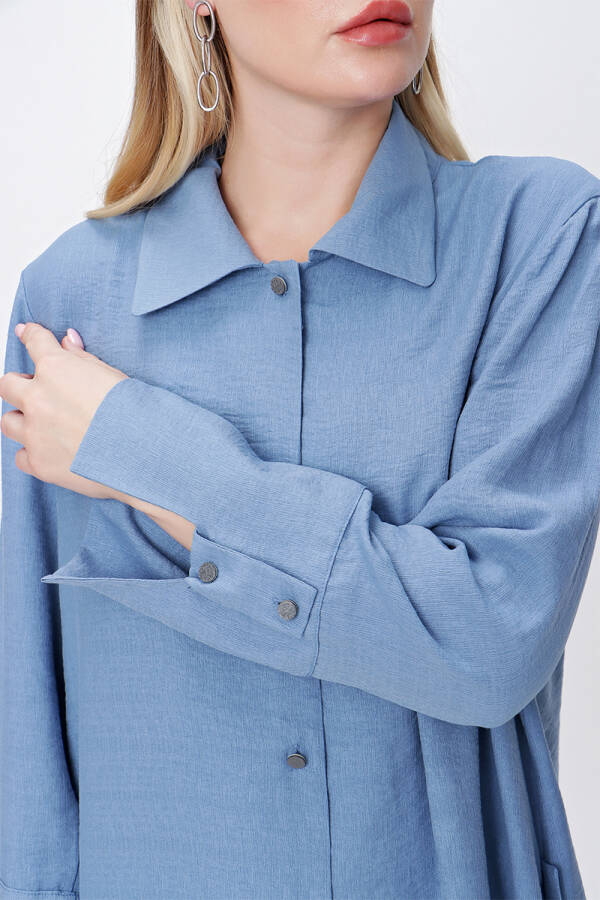 İndigo Manşeti Apolet Detaylı Kap - 5