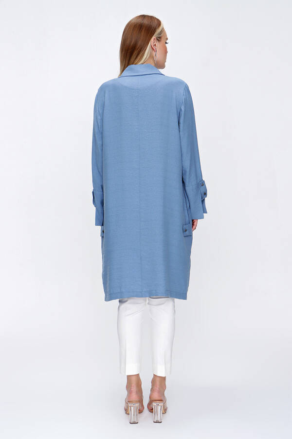 İndigo Manşeti Apolet Detaylı Kap - 6