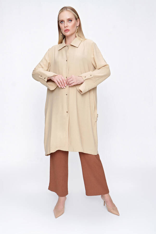 Bej Manşeti Apolet Detaylı Kap - 2