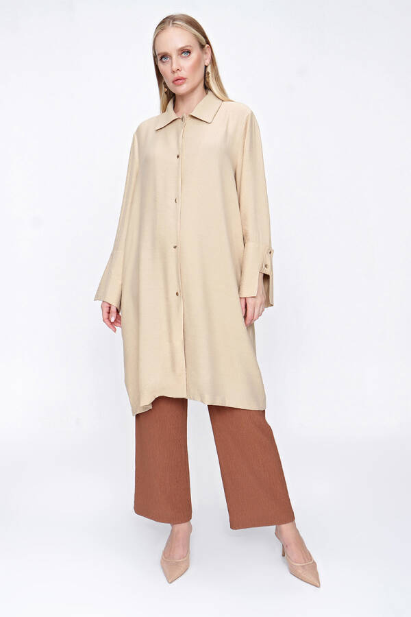 Bej Manşeti Apolet Detaylı Kap - 3