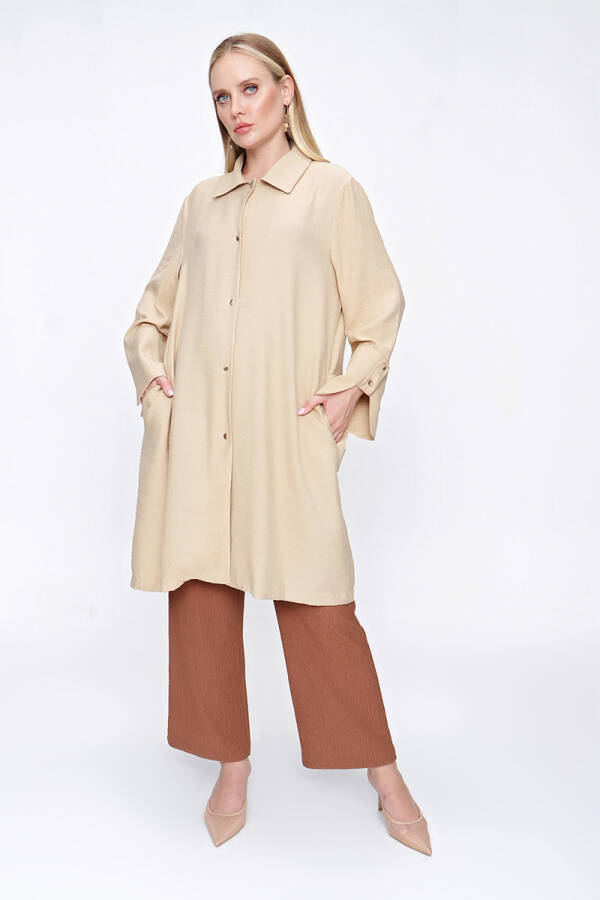 Bej Manşeti Apolet Detaylı Kap - 4