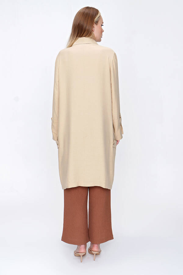 Bej Manşeti Apolet Detaylı Kap - 6