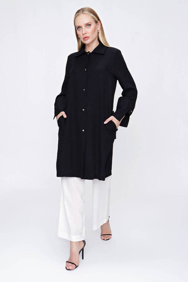 Siyah Manşeti Apolet Detaylı Kap - 2