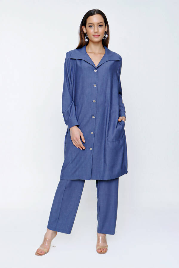 Mavi Tencel Kumaş Kap - 1