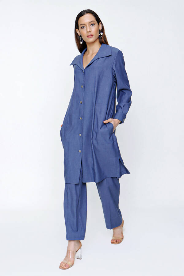 Mavi Tencel Kumaş Kap - 2