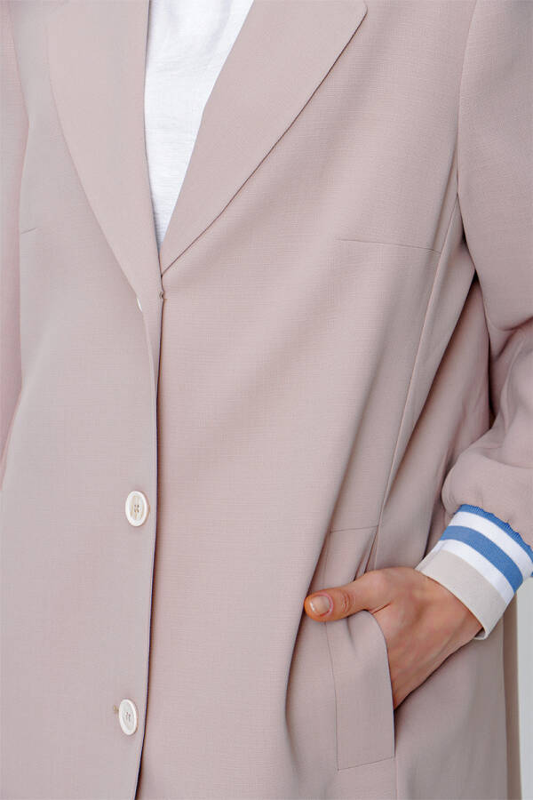 Bej Ribana Detaylı Kap - 4